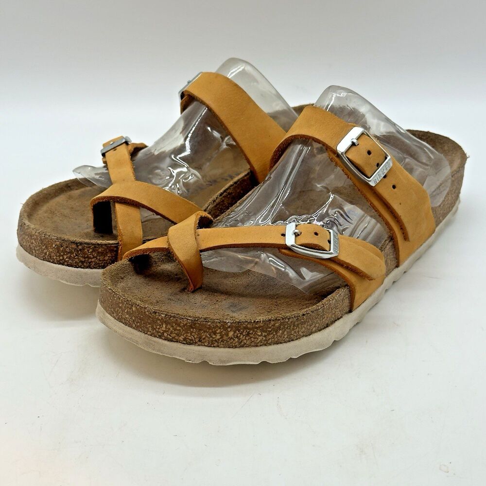 Birkenstock Mayari Nubuck Soft Footbed Women's 6 Apricot Buckle Strap Sandals